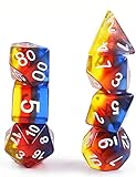 Polyhedral DND Dice Sets - Hengda D&D Dice for Dungeons & Dragons Pathfinder Table Gaming Dice Collections with Bags (Burning Cloud Aurora Gradients)