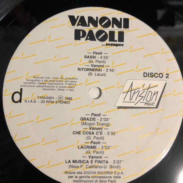 GINO PAOLI ORNELLA VANONI I SUCCESSI ORIGINALI-DOPPIO VINILE PRIMA STAMPA RARISSIMO