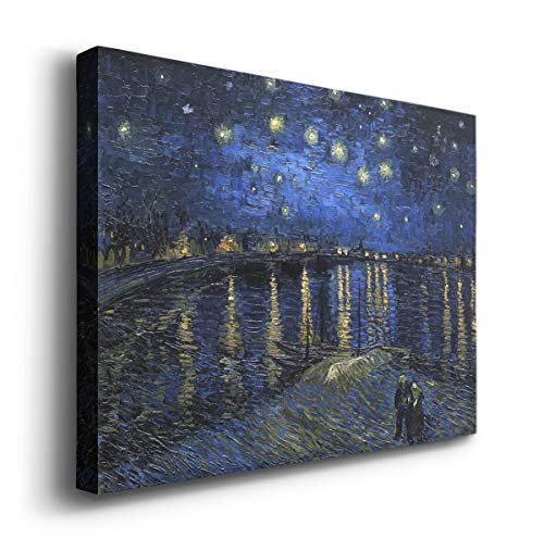 Wexford Home Decor Landscape Canvas Wall Art Abstract Floral Painting Modern Pictures Artwork Decoration For Living Room Kitchen Bathroom Office, Ready To Hang, Starry Night Over Rhone, 8X12 #TOP1