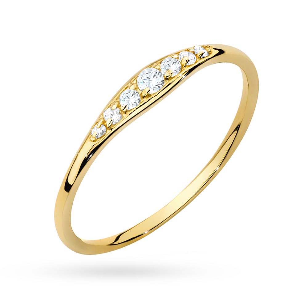 MARKO Eleganter Damenring aus 333 Echtgold – Feine Goldschiene mit funkelnden Zirkonia | Zeitloser Verlobungsring & Eheringe Ring Gold Damen | Vorsteckring Schmuck Gold Jewelry