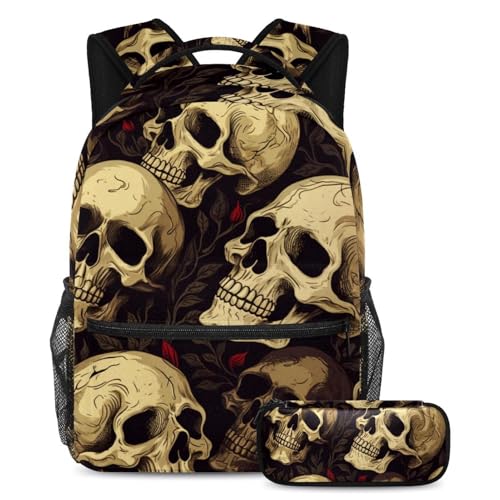 Sac à dos crâne floral vintage grand format aux finitions soignées et durables