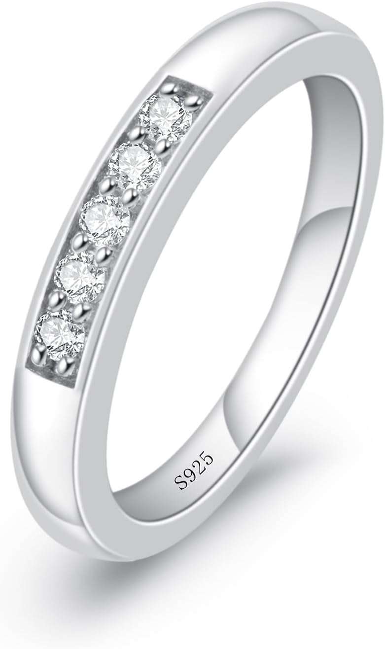 Promise Rings for Couples, Moissanite Wedding Band for Him and Her, D Color VVS1 18k Gold Plated 925 Sterling Silver Moissanite Jewelry with GRA Certificate of Authenticity