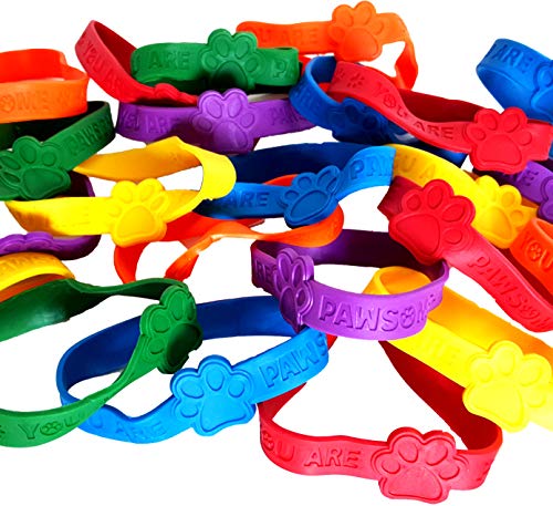 Dondor Paw Print Rubber Bracelets, 'You are Pawsome' Rubber Bracelet Party Favors (YOU ARE PAWSOME - 24 Pack)