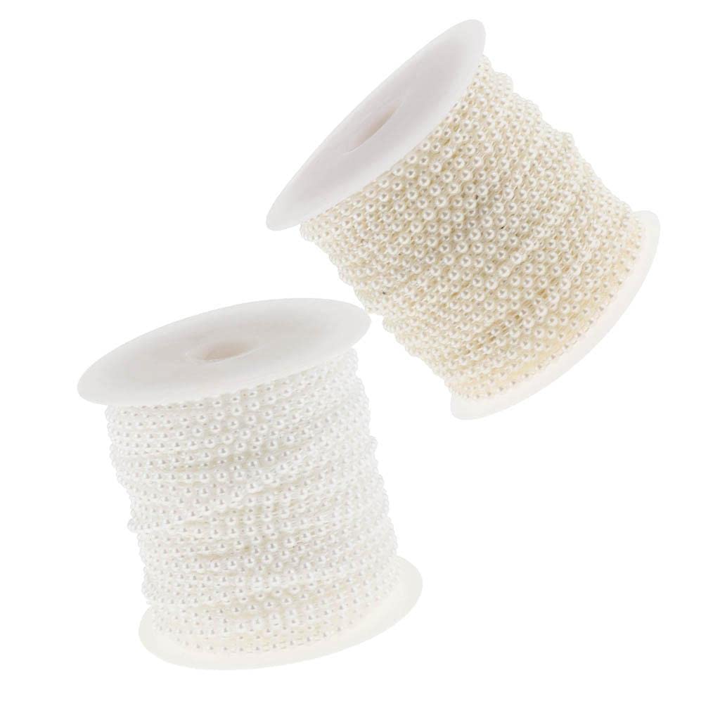 Sharplace Rolle mit 50 M Halbrunden Perlenketten Girlanden, Strang, Hochzeitsblumen, Kleidung, Party, DIY Zubehör, Weiß