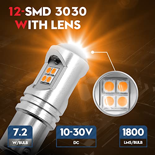 Vehicode 1156 Led Bulb Amber 7506 P21W Led Turn Signal Light Super Bright Kit 12V-24V 1156A 1156Na 3497 1073 1141 Replacement For Car Yellow Blinker Rv Camper Exterior Porch Lamp (2 Pack) #TOP1