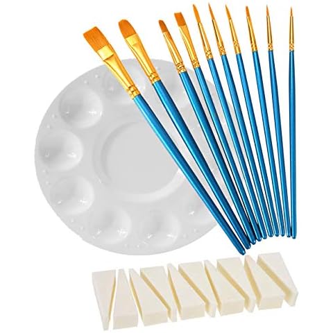 CCbeauty Professional Stage Makeup kit,10 Blue Face Paint Brushes,10 Makeup Sponges,Special Effect Fx Make Up Brushes Palette Set Face Painting kit Tool Cover