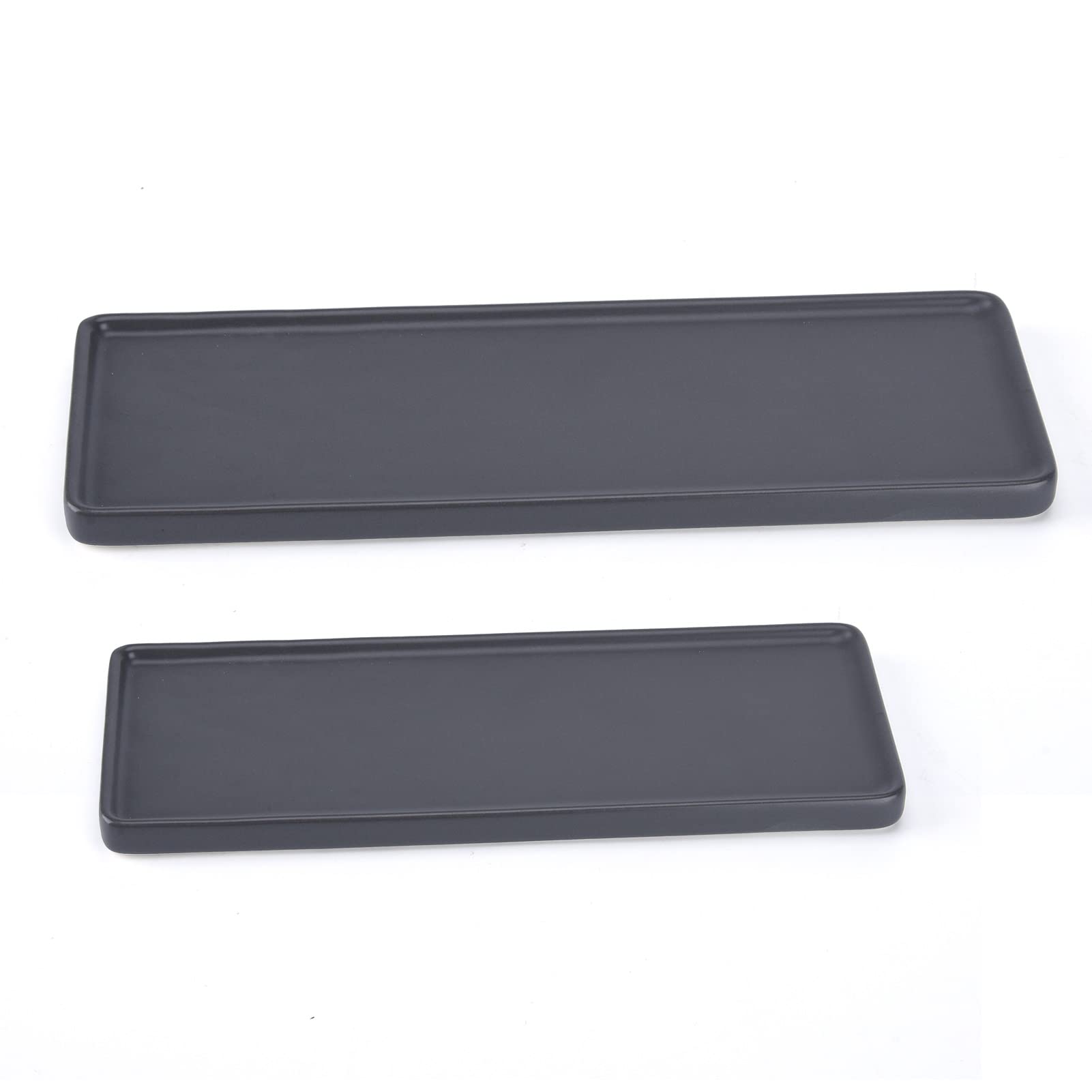 JOELELI Vanity Tray, Pack of 2 Bathroom Sink Storage Tray, Ceramic Bath Tray Organiser, Cosmetic Holder for Towels, Candles, Towel, Soap, Towel, Plant, Jewellery (Grey)