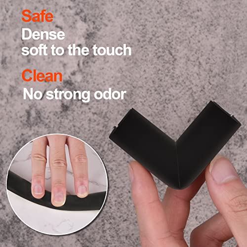Baby Proofing Edge And Corner Guards, Safety Furniture Bumper With 3M Double-Sided Tape, [16.40Ft Edge + 4 Pre-Taped Corners] Baby Corner Protector For Fireplace, Table, Stair, Cabinet (Black) #TOP2