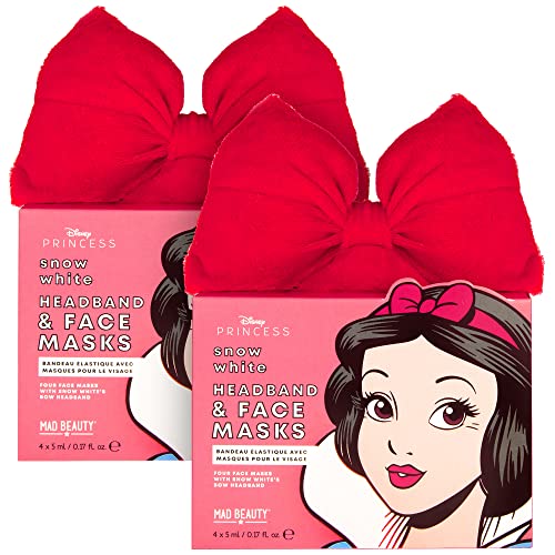 Mad Beauty Disney Princess 2 Pack Snow White Headband & Face Masks Set | Pampering Skincare Royal Gift | Luxurious Skin Products for Girls, Women