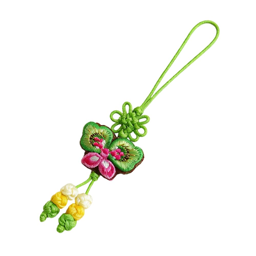 Chinese Knot Butterfly Pendant, Hanging Embroidered Ornament with Tassel for Hanfu Bag Car Decoration