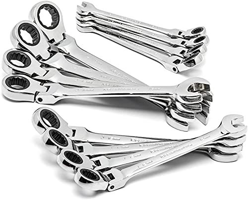 Image of GEARWRENCH 12 Piece Flex Head Ratcheting Combination Wrench Set | 12 Point | Metric | 9901D