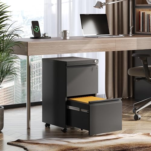 Image of DEVAISE 2 Drawer Mobile File Cabinet, Fully Assembled