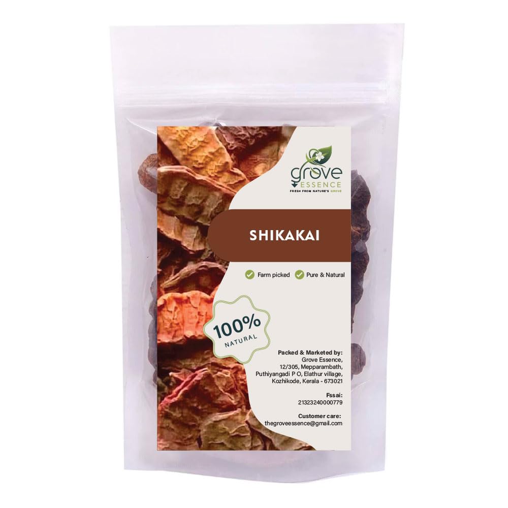 GROVE ESSENCE Shikakai Raw 200g | 100% Natural Organic Dried Shikakai | Acacia Concinna Raw Form - 200g