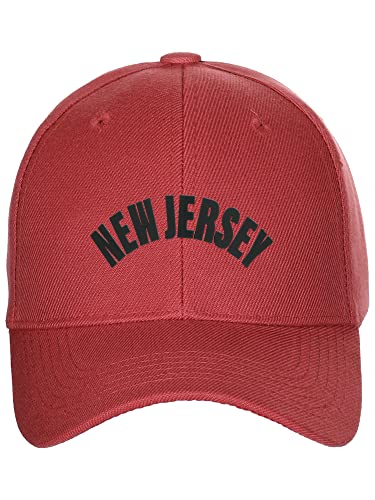 Daxton Usa Cities States Baseball Hat Cap Arch Letters, New Jersey Red Black #TOP1