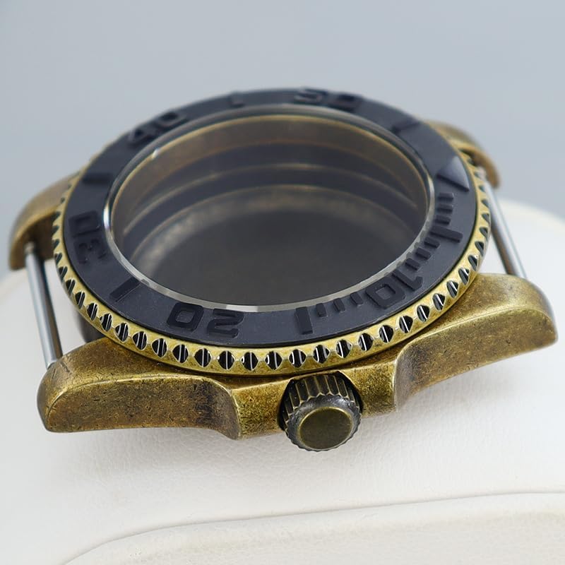 Vintage 40mm GMT Bronze Watch Case Sapphire Glass for Modifying NH35 NH34/36/38 Movement Ceramic Bezel Watch Parts