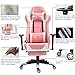 Nokaxus Gaming Chair Large Size High-Back Ergonomic Racing Seat with Massager Lumbar Support and Retractible Footrest PU Leather 90-180 Degree Adjustment of backrest Thickening sponges (YK-6008-PINK)