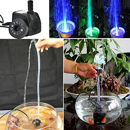 Image of BUYGOO 10Watt 160 GPH Submersible Fountain Pump wiht LED Light Ultra Quiet Small Fountain Water Pump Outdoor for Water Feature, Outdoor Pond, Aquarium fish tanks, Home Decor Fountain