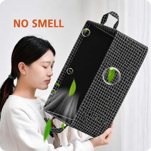 Image of HomeCloud Foldable Cloth Basket for Storage with Metal Frame and Handles, Clothes Organizer for Wardrobe, Clothing Storage Solutions (Black, Set of 6)