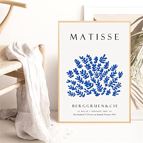 Affiche Matisse Feuille Bleu et Fleur impression sur toile de qualité