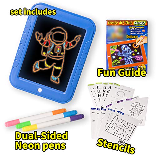 Magic pad Lousa Magica 8 Led Tablet Infantil 3 Canetinha Que Apaga