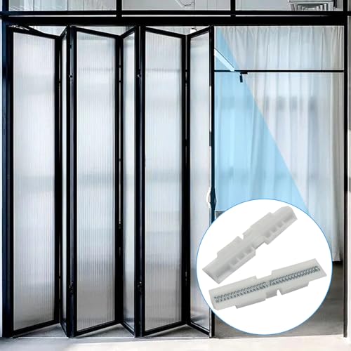Guía deslizante para puertas plegables, paquete de 2 unidades, color blanco, montaje superior | Material ABS, para puertas plegables de clóset, armarios, gabinetes y puertas de baño miniatura 4