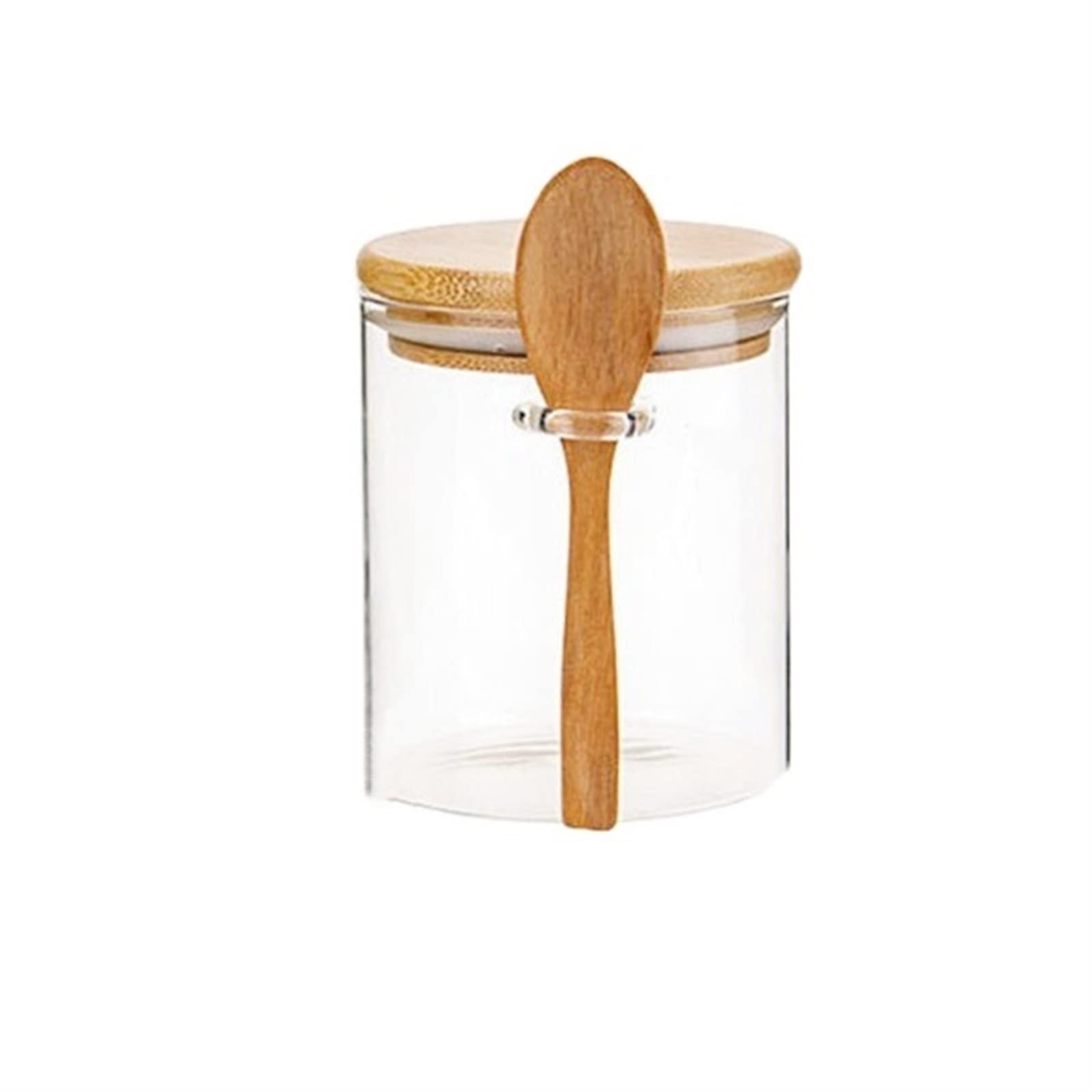 JINGYAN Storage Jars Cereal Snack Jars Set Glasses Storage Jar Candy Cookies Tea Coffee Beans Organizer Bottle Wood Lid Container