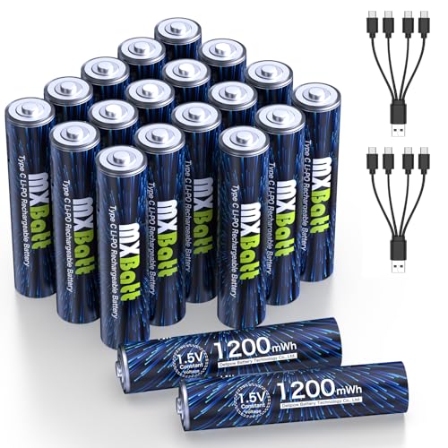 MXBatt 20 x AAA Akku Wiederaufladbar Lithium, USB-C, 1,5V 1200mWh