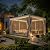 Lanonuvia 10x14 Louvered Pergola with Lights, Aluminum Pergola with Waterproof Curtains &Netting, Metal Outdoor Pergolas for Patios, Garden and Deck, White