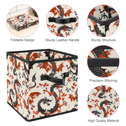Boîte de rangement dragon cube pliable 28cm en tissu Oxford