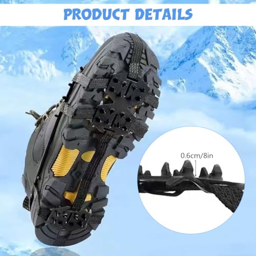 Image of GUSTAVE 1 Pair Ice Cleats for Shoes 24 Manganese Steel Spikes Design Ultra Strong Traction Anti-skid Ice Cleats Adjustable Ice Cleats for Men Women Outdoor Ice Cleats for Walking, Trekking, Hiking, M