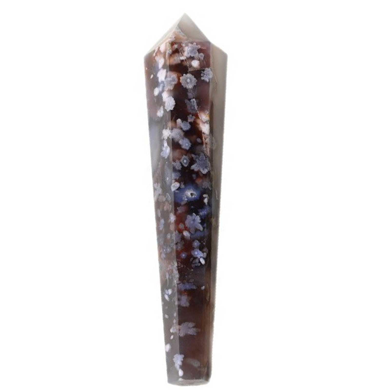 AGSHYWFT Large Crystal Cherry Blossom Agate Tower Flower Agate Point Healing Crystal Wand Gemstone Point Quartz Obelisk for Reiki Chakra Meditation, Home Decor, 3.9-7.9 Inch (height)