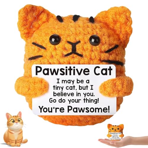 Image of Crochet Toys, 1PCS Handmade Orange Cat Plush Doll, Soft Table Decor for Office and Study, for All Ages, Cotton Yarn Crafted with Care