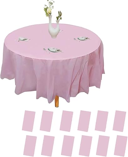 Miniatura 8 de Urby Paquete de 12 manteles redondos de plástico color negro desechables, para 6-8 personas, resistentes y empaquetados individualmente, desechables