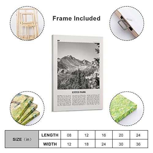 Estes Park Print Black And White, Estes Park Wall Art, Estes Park Poster, Estes Park Photo, Estes Pa Poster Decorative Painting Canvas Wall Art Living Room Posters Bedroom Painting 12X18Inch(30X45Cm) #TOP1