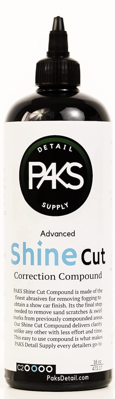 Paks Detail Supply Shine Cut Medium Auto Compound | Made in USA | 16 oz Buffing Scratch & Swirl Removal Paint Restorer for Paint Correction