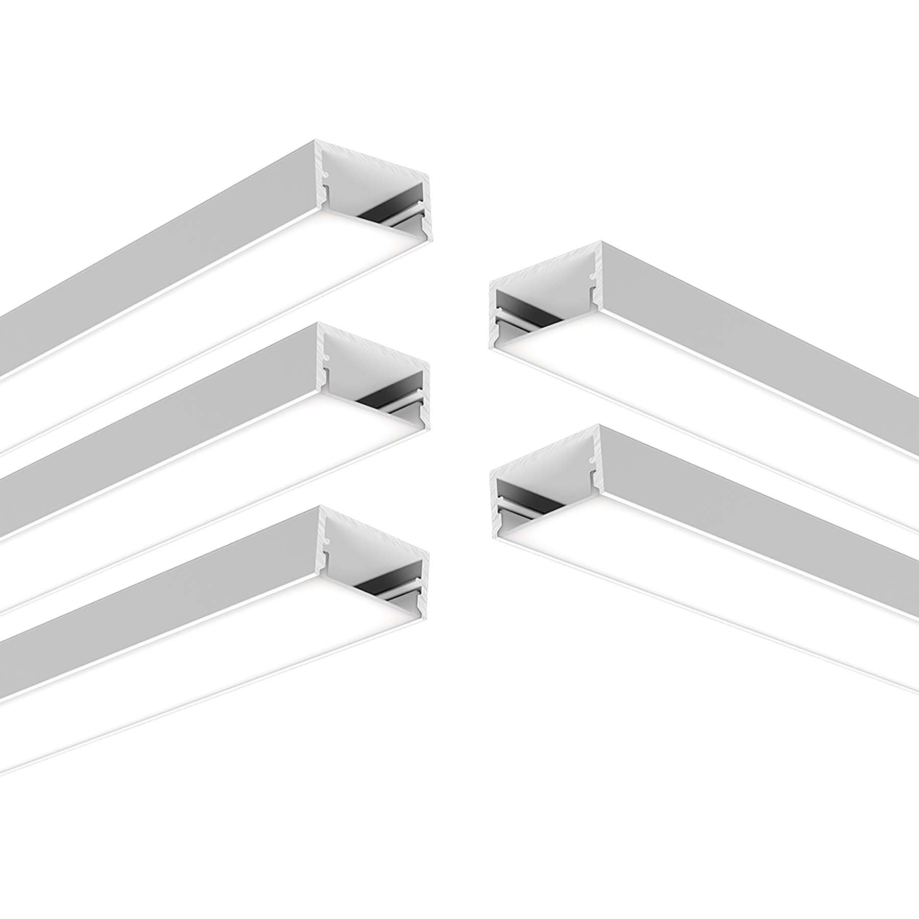 G.W.S® Surface Mounted LED Profile, 5-Pack Aluminium Channel for LED Strip Light, 1 Metre 20mmx10mm (210-M2010) — image 1