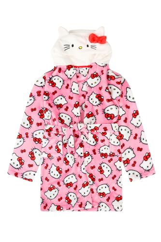 Hello Kitty Robe de chambre en polaire à capuche pour femme, rose, 40-42
