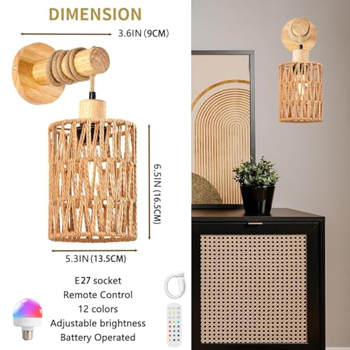 Applique murale E27 sans fil rechargeable USB avec télécommande RGB