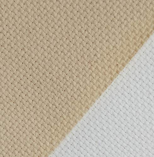 Image of 19 inch x 28 inch 14CT Counted Cotton Aida Cloth Cross Stitch Fabric (Natural-Light Straw)