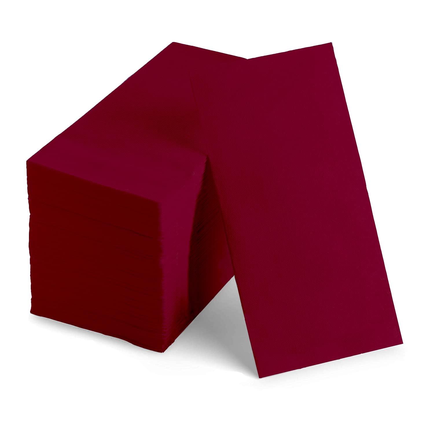 KMAKII 100 Pack Burgundy Disposable Cloth Like Napkins Linen-Feel Guest Towels White Paper Hand Towels Hand Napkins For Bathroom,Weddings, Parties,Dinners Size 12 X 17 Inches