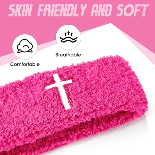 Image of Soulchen 4 pcs Cross Bicep Bands Wrist Bands Christian Arm Sweat Wristbands Absorbent Armband for Men Women Football Baseball Players Sports Activities Supplies