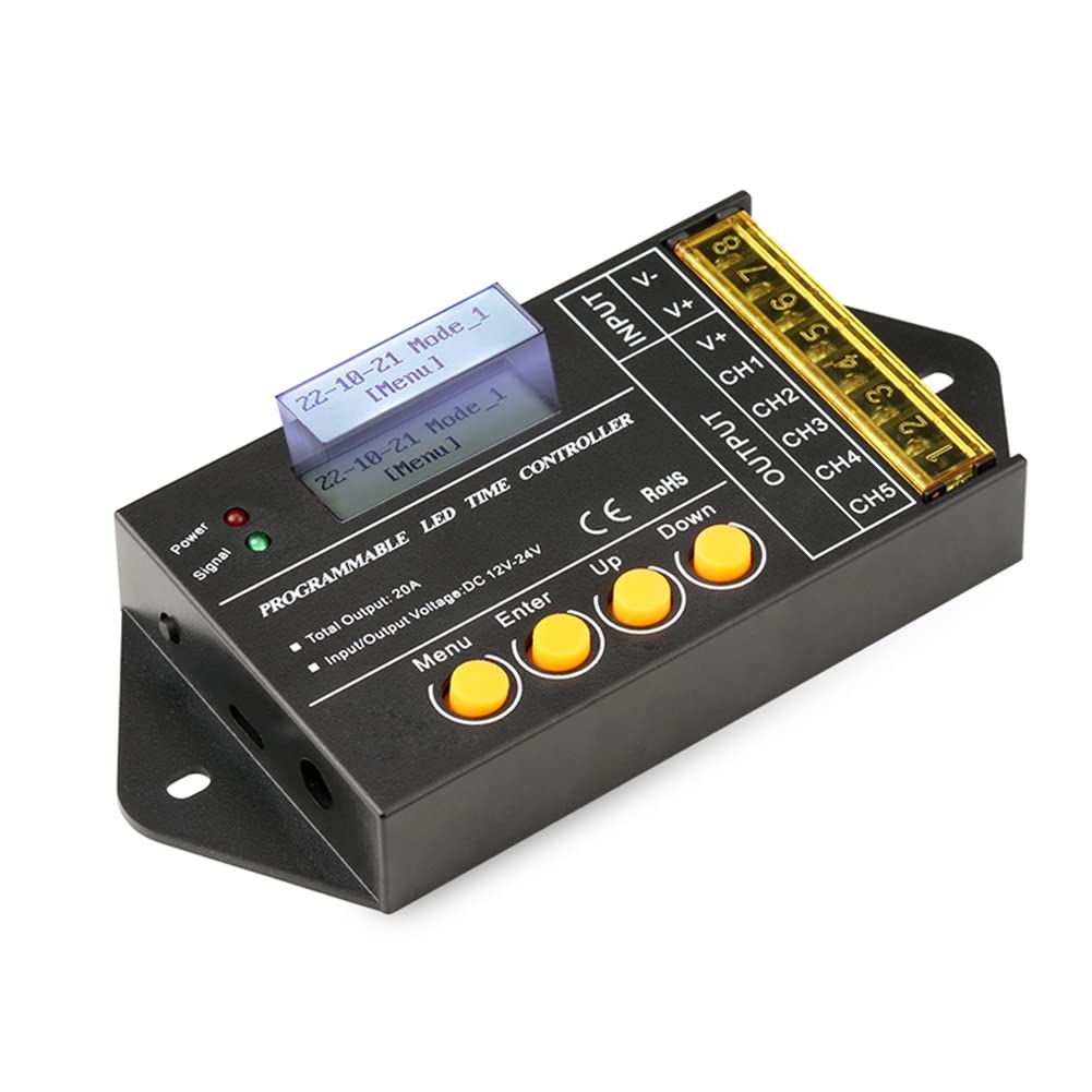 NEUE TC420-SJ Mini-Timer-Programmsteuerung für 5-Kanal-LED-Streifen, Max. 20 A Gesamtausgangsleistung.