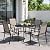 PHI VILLA 5 pcs Patio Round Dining Table and Chairs,Textilene Dining Chairs Sturdy and Durable and Round Metal Table with Umbrella Hole,Black Frame with E-Coating for Lawn,Garden