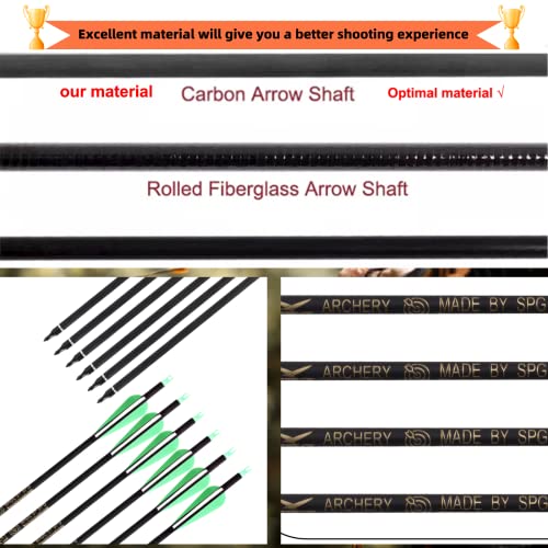 Sopoger Archery Arrows For Compound Bows - 31 Inch Carbon Arrows 12 Packs With Quiver, Practice Hunting Arrows Spine 500 For Compound Bows & Recurve Bows (Green) #TOP6