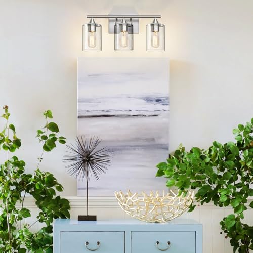 Image of 3-Light Bathroom Light Fixtures,Brushed Nickel Vanity Light,Modern Bathroom Lighting Fixtures Over Mirror,Wall Lighting Sconces for Mirror Bedroom Living Room Vanity Table Hallway