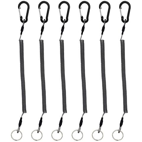 Coil Lanyards Maximum Stretch Length 59inches Black 6pcs and Coil Lanyards Maximum Stretch Length 98inches Black 3pcs Cover