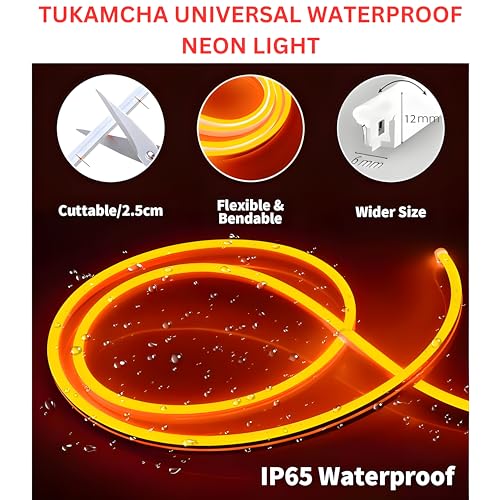 Image of 16.4 Feet LED Neon Strip Lights, with 12V Adapter, Waterproof IP65, Silicone Flexible Rope Light for Home Decor | Led Strip Lights | Neon Lights | 5 Meter | (Orange)