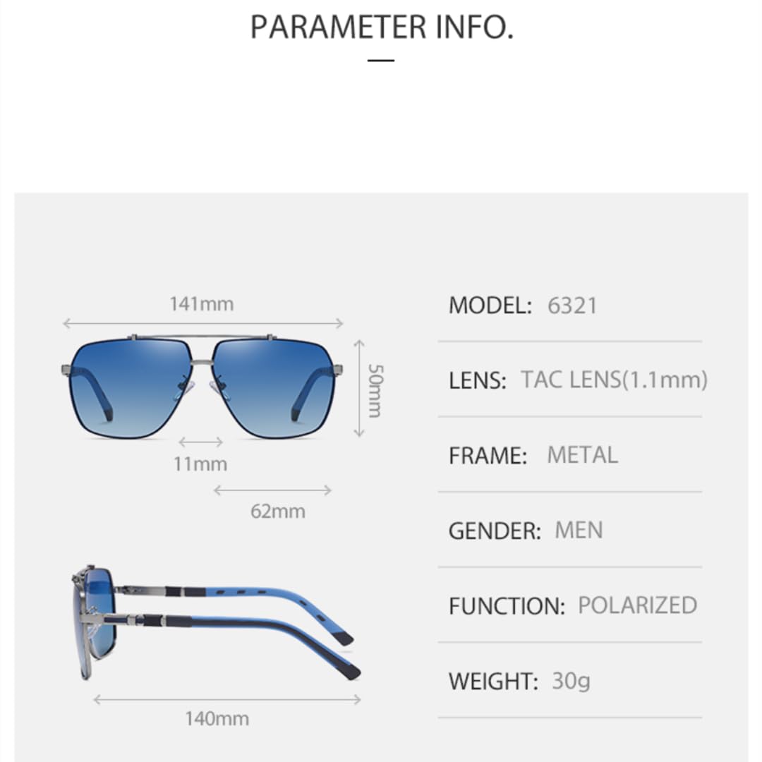 Gafas de sol polarizadas Uv400 para hombre y mujer, montura grande de metal, gafas de pesca, para conducción