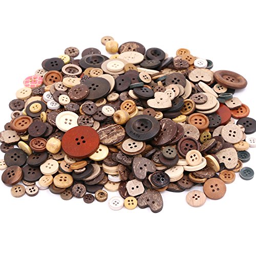 Rustark 650Pcs Resin Buttons Favorite Findings Basic Buttons 2 And 4 Holes Craft Buttons For Arts, Diy Crafts, Decoration, Sewing - Sizes Range From 0.28 To 1.18 Inch (Coconut Shell) #TOP1