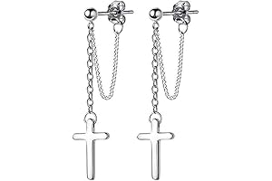 Cross Dangle Drop Earrings: Hypoallergenic Sterling Silver Women's Jewelry